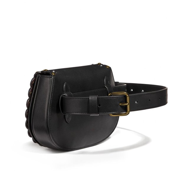 Coach Black Scallop Rivets Saddle Belt Bag EUC - Picture 6 of 16